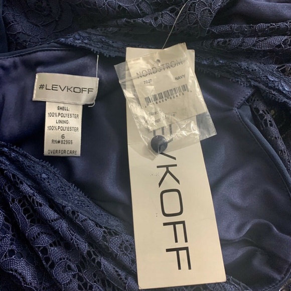 Levkoff Slate Lace Bodice Chiffon A-Line Gown 6 - Picture 6 of 6